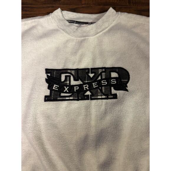 VTG Express Athletique Sweatshirt 90s Crewneck White Black Woman Sz:Medium - Picture 2 of 5